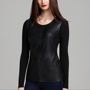 Bailey 44 Faux Leather Black Long Sleeve Top